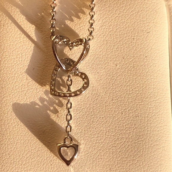 NWOT Sterling Silver 3 Heart Necklace - Picture 5 of 7